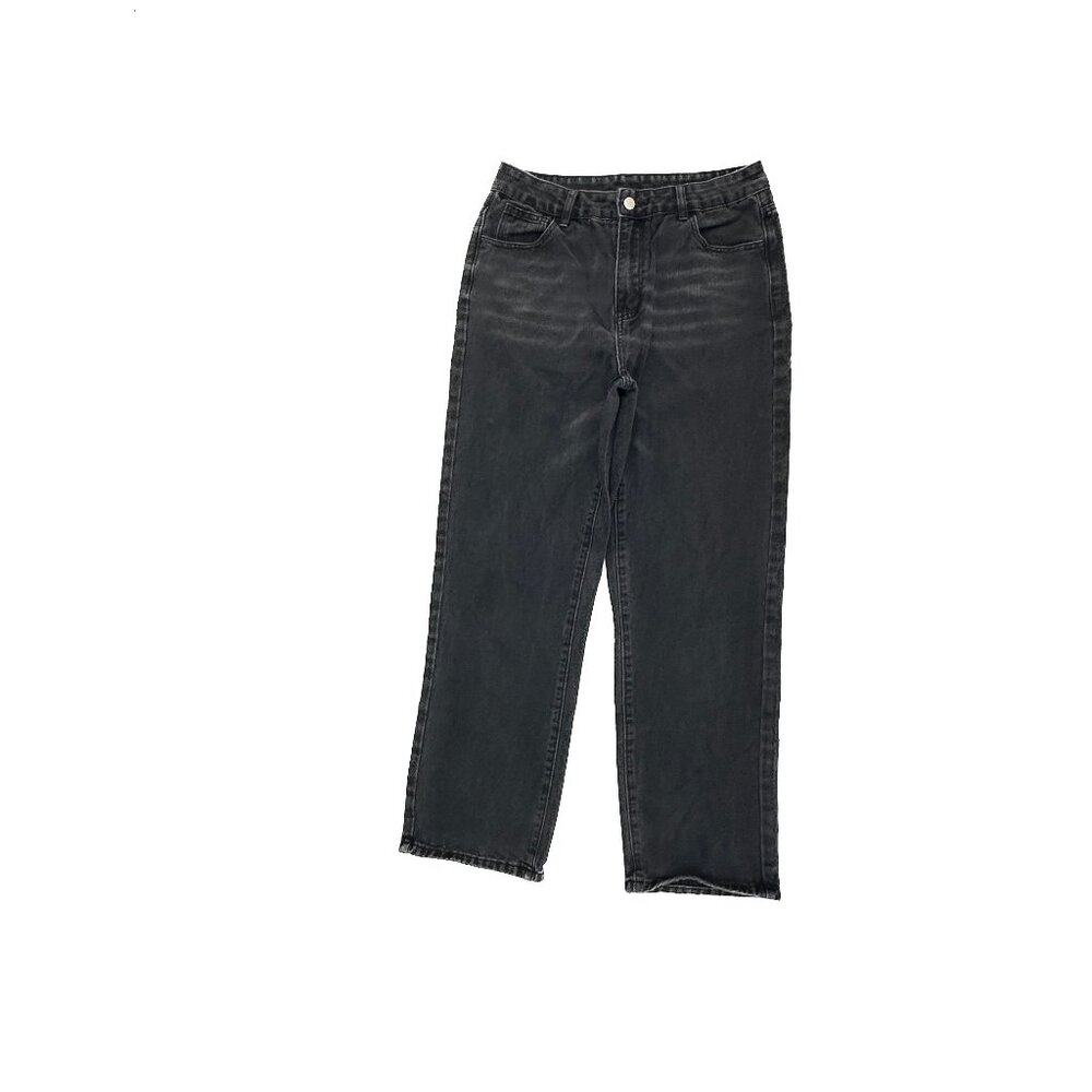 SHEIN Baggy Straight Women's size L 8 10 Black Denim Jeans